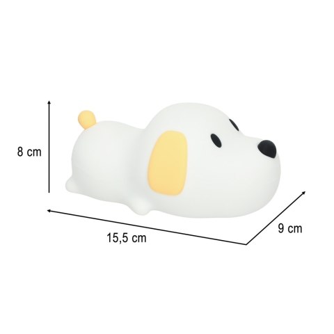 Kik Sp. z o. o. Sp. k. Lampka nocna dla dzieci silikonowa dotykowa miękka LED USB biała piesek leżący Kik Sp. z o. o. Sp. k. Lampka nocna dla dzieci silikonowa dotykowa miękka LED USB biała piesek leżący
