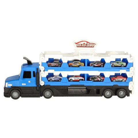 Kik Sp. z o. o. Sp. k. TIR Laweta samochód transporter pojazd składany XXL 10 aut niebieski Kik Sp. z o. o. Sp. k. TIR Laweta samochód transporter pojazd składany XXL 10 aut niebieski