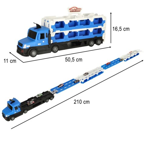 Kik Sp. z o. o. Sp. k. TIR Laweta samochód transporter pojazd składany XXL 10 aut niebieski Kik Sp. z o. o. Sp. k. TIR Laweta samochód transporter pojazd składany XXL 10 aut niebieski