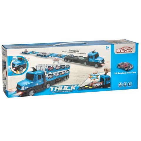 Kik Sp. z o. o. Sp. k. TIR Laweta samochód transporter pojazd składany XXL 10 aut niebieski Kik Sp. z o. o. Sp. k. TIR Laweta samochód transporter pojazd składany XXL 10 aut niebieski
