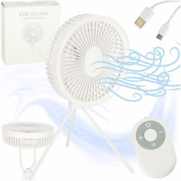Wentylator biurkowy wiatrak stojący bezprzewodowy USB na pilot z lampką 4 poziomy mocy 18cm biały Kik Sp. z o. o. Sp. k.