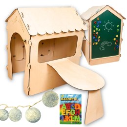 Domek ogrodowy drewniany stolik tablica kredowa 86 x 137 x 105 cm 
