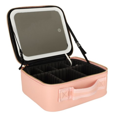 Kosmetyczka organizer na kosmetyki biżuterię kuferek z lusterkiem 10-krotne powiększenie różowy Kik Sp. z o. o. Sp. k. Kosmetyczka organizer na kosmetyki biżuterię kuferek z lusterkiem 10-krotne powiększenie różowy Kik Sp. z o. o. Sp. k.