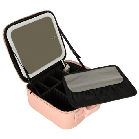 Kosmetyczka organizer na kosmetyki biżuterię kuferek z lusterkiem 10-krotne powiększenie różowy Kik Sp. z o. o. Sp. k. Kosmetyczka organizer na kosmetyki biżuterię kuferek z lusterkiem 10-krotne powiększenie różowy Kik Sp. z o. o. Sp. k.