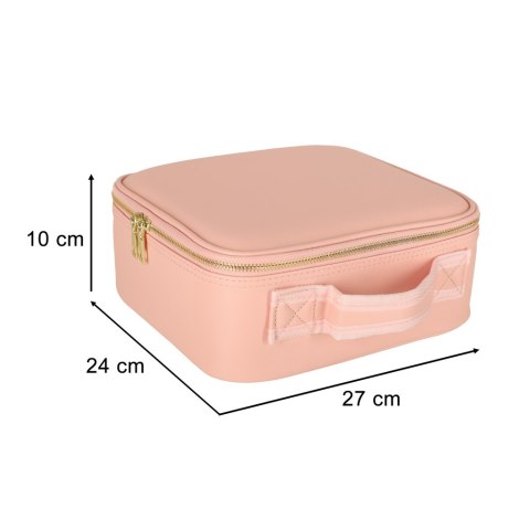 Kosmetyczka organizer na kosmetyki biżuterię kuferek z lusterkiem 10-krotne powiększenie różowy Kik Sp. z o. o. Sp. k. Kosmetyczka organizer na kosmetyki biżuterię kuferek z lusterkiem 10-krotne powiększenie różowy Kik Sp. z o. o. Sp. k.