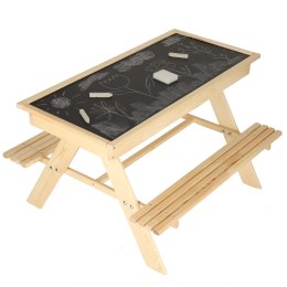 Ławka ogrodowa stolik dla dzieci drewniany piaskownica tablica 92 x 78 x 52 cm 