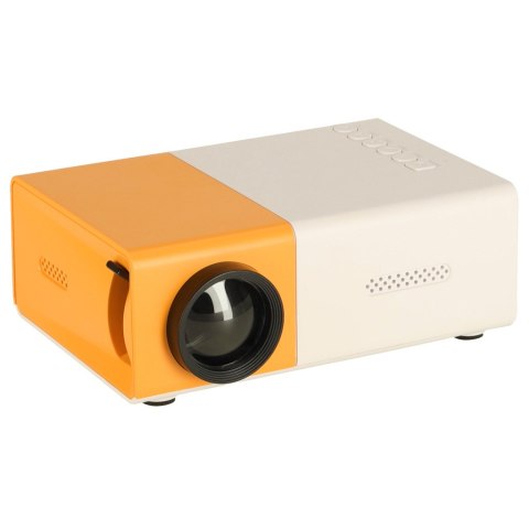 Kik Sp. z o. o. Sp. k. Mini projektor rzutnik przenośny LED TFT LCD 1920x1080 24-60" USB HDMI 12V biało-pomarańczowy Kik Sp. z o. o. Sp. k. Mini projektor rzutnik przenośny LED TFT LCD 1920x1080 24-60" USB HDMI 12V biało-pomarańczowy