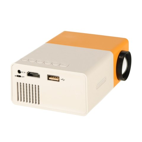 Kik Sp. z o. o. Sp. k. Mini projektor rzutnik przenośny LED TFT LCD 1920x1080 24-60" USB HDMI 12V biało-pomarańczowy Kik Sp. z o. o. Sp. k. Mini projektor rzutnik przenośny LED TFT LCD 1920x1080 24-60" USB HDMI 12V biało-pomarańczowy