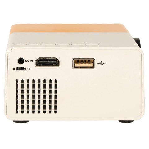 Kik Sp. z o. o. Sp. k. Mini projektor rzutnik przenośny LED TFT LCD 1920x1080 24-60" USB HDMI 12V biało-pomarańczowy Kik Sp. z o. o. Sp. k. Mini projektor rzutnik przenośny LED TFT LCD 1920x1080 24-60" USB HDMI 12V biało-pomarańczowy