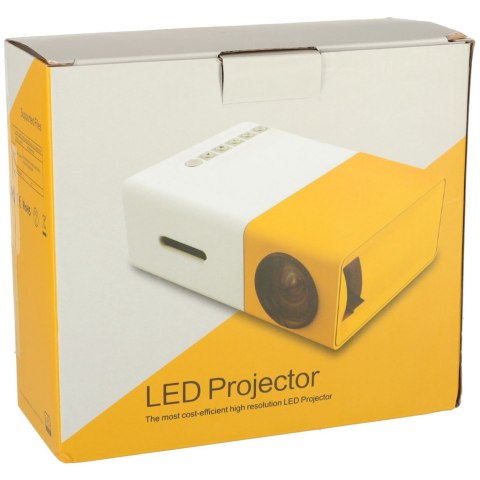 Kik Sp. z o. o. Sp. k. Mini projektor rzutnik przenośny LED TFT LCD 1920x1080 24-60" USB HDMI 12V biało-pomarańczowy Kik Sp. z o. o. Sp. k. Mini projektor rzutnik przenośny LED TFT LCD 1920x1080 24-60" USB HDMI 12V biało-pomarańczowy