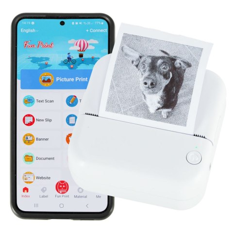 Kik Sp. z o. o. Sp. k. Drukarka mini termiczna do zdjęć notatek kieszonkowa bluetooth Kik Sp. z o. o. Sp. k. Drukarka mini termiczna do zdjęć notatek kieszonkowa bluetooth
