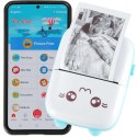 Kik Sp. z o. o. Sp. k. Drukotek drukarka mini termiczna do zdjęć notatek etykiet + kabel USB kotek kot niebieski
