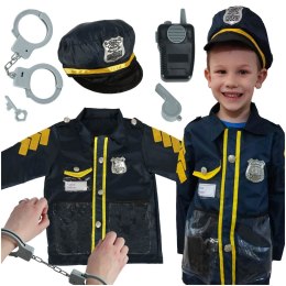 Kik Sp. z o. o. Sp. k. Kostium strój karnawałowy przebranie policjant kajdanki czapka zestaw 3-8 lat