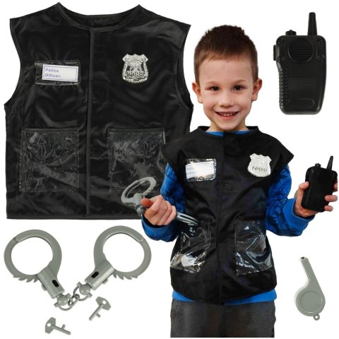 Kik Sp. z o. o. Sp. k. Kostium strój karnawałowy przebranie policjant kajdanki gwizdek zestaw 3-8 lat Kik Sp. z o. o. Sp. k. Kostium strój karnawałowy przebranie policjant kajdanki gwizdek zestaw 3-8 lat