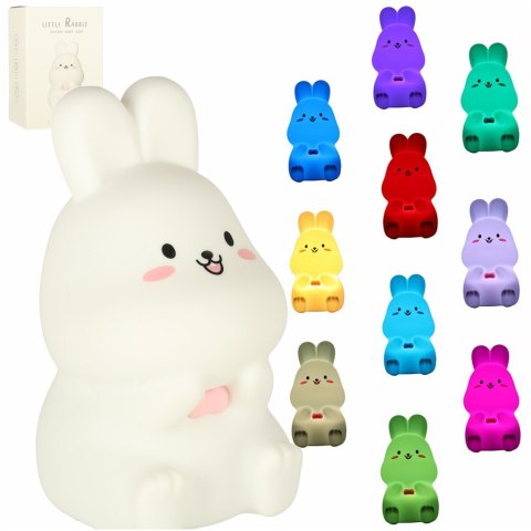 Lampka nocna dla dzieci silikonowa dotykowa miękka LED RGB biała z różem króliczek Kik Sp. z o. o. Sp. k. Lampka nocna dla dzieci silikonowa dotykowa miękka LED RGB biała z różem króliczek Kik Sp. z o. o. Sp. k.