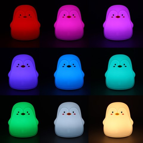 Lampka nocna dla dzieci silikonowa dotykowa miękka LED biała RGB pingwinek Kik Sp. z o. o. Sp. k. Lampka nocna dla dzieci silikonowa dotykowa miękka LED biała RGB pingwinek Kik Sp. z o. o. Sp. k.