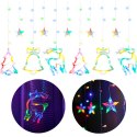 Lampki LED kurtyna renifer dzwonek mix świąteczne choinkowe 2,5m 138LED multikolor 8 trybów świecenia IP44 Kik Sp. z o. o. Sp. k.