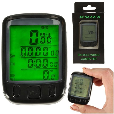 Kik Sp. z o. o. Sp. k. Licznik rowerowy RALLEX wodoodporny przewodowy prędkościomierz podświetlany 25w1 LCD Kik Sp. z o. o. Sp. k. Licznik rowerowy RALLEX wodoodporny przewodowy prędkościomierz podświetlany 25w1 LCD