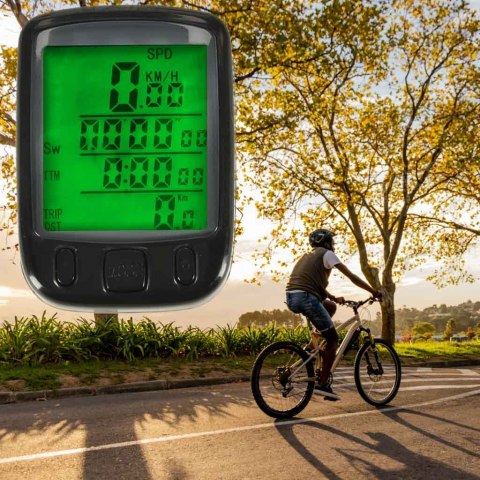 Kik Sp. z o. o. Sp. k. Licznik rowerowy RALLEX wodoodporny przewodowy prędkościomierz podświetlany 25w1 LCD Kik Sp. z o. o. Sp. k. Licznik rowerowy RALLEX wodoodporny przewodowy prędkościomierz podświetlany 25w1 LCD