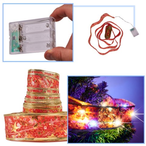 Wstążka ozdobna taśma LED 10m 100LED lampki choinkowe ozdoba świąteczna multikolor na baterie Kik Sp. z o. o. Sp. k. Wstążka ozdobna taśma LED 10m 100LED lampki choinkowe ozdoba świąteczna multikolor na baterie Kik Sp. z o. o. Sp. k.