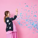 Balon Gender Reveal Chłopiec czy dziewczynka niebieskie konfetti 100cm Partydeco Sp. z o. o.