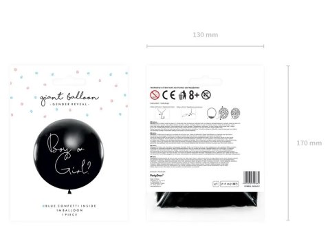 Balon Gender Reveal Chłopiec czy dziewczynka niebieskie konfetti 100cm Partydeco Sp. z o. o. Balon Gender Reveal Chłopiec czy dziewczynka niebieskie konfetti 100cm Partydeco Sp. z o. o.