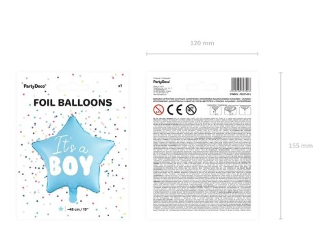 Balon foliowy "It's a boy" na baby shower gwiazda niebieska 48cm Partydeco Sp. z o. o. Balon foliowy "It's a boy" na baby shower gwiazda niebieska 48cm Partydeco Sp. z o. o.
