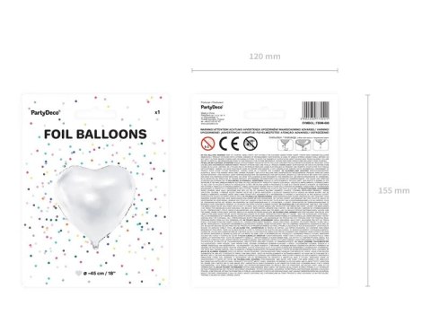 Balon foliowy Serce białe 45cm Partydeco Sp. z o. o. Balon foliowy Serce białe 45cm Partydeco Sp. z o. o.