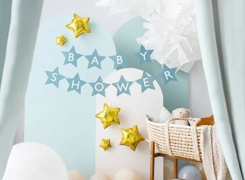 Baner napis na baby shower gwiazdki jasnoniebieskie 290cm x 16,5cm Partydeco Sp. z o. o. Baner napis na baby shower gwiazdki jasnoniebieskie 290cm x 16,5cm Partydeco Sp. z o. o.