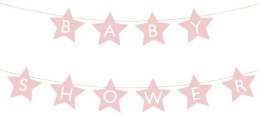 Baner napis na baby shower gwiazdki jasnoróżowe 290cm x 16,5cm Partydeco Sp. z o. o.