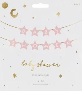 Baner napis na baby shower gwiazdki jasnoróżowe 290cm x 16,5cm Partydeco Sp. z o. o. Baner napis na baby shower gwiazdki jasnoróżowe 290cm x 16,5cm Partydeco Sp. z o. o.