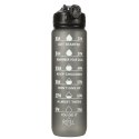 Butelka na wodę bidon ze słomką uchwytem miarką motywacyjną na siłownię BPA free Tritan 1l czarna Kik Sp. z o. o. Sp. k.