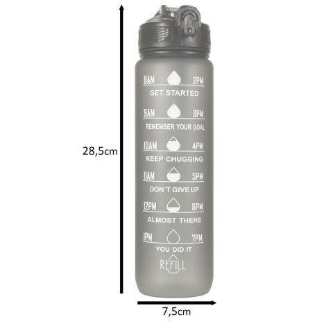 Butelka na wodę bidon ze słomką uchwytem miarką motywacyjną na siłownię BPA free Tritan 1l czarna Kik Sp. z o. o. Sp. k. Butelka na wodę bidon ze słomką uchwytem miarką motywacyjną na siłownię BPA free Tritan 1l czarna Kik Sp. z o. o. Sp. k.