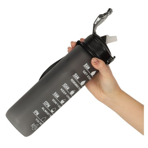 Butelka na wodę bidon ze słomką uchwytem miarką motywacyjną na siłownię BPA free Tritan 1l czarna Kik Sp. z o. o. Sp. k. Butelka na wodę bidon ze słomką uchwytem miarką motywacyjną na siłownię BPA free Tritan 1l czarna Kik Sp. z o. o. Sp. k.