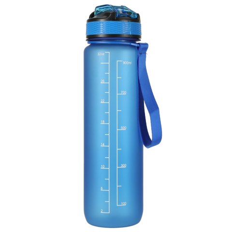 Kik Sp. z o. o. Sp. k. Butelka na wodę bidon ze słomką uchwytem miarką motywacyjną na siłownię BPA free Tritan 1l niebieska Kik Sp. z o. o. Sp. k. Butelka na wodę bidon ze słomką uchwytem miarką motywacyjną na siłownię BPA free Tritan 1l niebieska