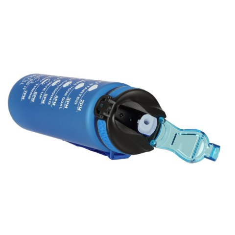 Kik Sp. z o. o. Sp. k. Butelka na wodę bidon ze słomką uchwytem miarką motywacyjną na siłownię BPA free Tritan 1l niebieska Kik Sp. z o. o. Sp. k. Butelka na wodę bidon ze słomką uchwytem miarką motywacyjną na siłownię BPA free Tritan 1l niebieska