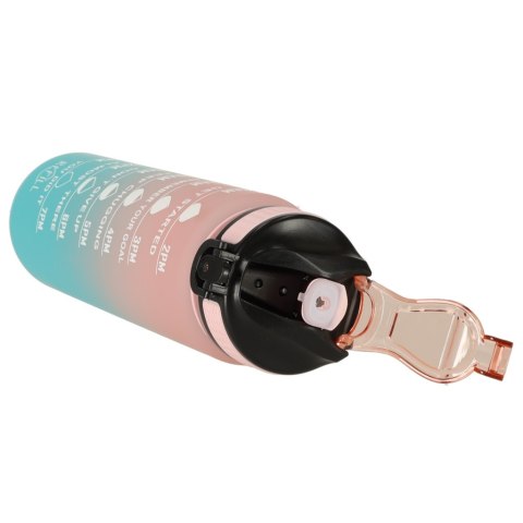 Kik Sp. z o. o. Sp. k. Butelka na wodę bidon ze słomką uchwytem miarką motywacyjną na siłownię BPA free Tritan 1l róż błękit Kik Sp. z o. o. Sp. k. Butelka na wodę bidon ze słomką uchwytem miarką motywacyjną na siłownię BPA free Tritan 1l róż błękit