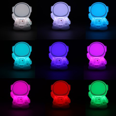 Kik Sp. z o. o. Sp. k. Lampka nocna dla dzieci silikonowa dotykowa miękka 8 LED USB RGB biała astronauta Kik Sp. z o. o. Sp. k. Lampka nocna dla dzieci silikonowa dotykowa miękka 8 LED USB RGB biała astronauta