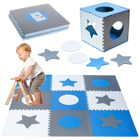 Kik Sp. z o. o. Sp. k. Mata edukacyjna piankowa puzzle szara niebieska 60 x 60 cm 9 elementów Kik Sp. z o. o. Sp. k. Mata edukacyjna piankowa puzzle szara niebieska 60 x 60 cm 9 elementów