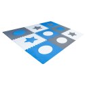 Kik Sp. z o. o. Sp. k. Mata edukacyjna piankowa puzzle szara niebieska 60 x 60 cm 9 elementów