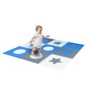 Kik Sp. z o. o. Sp. k. Mata edukacyjna piankowa puzzle szara niebieska 60 x 60 cm 9 elementów