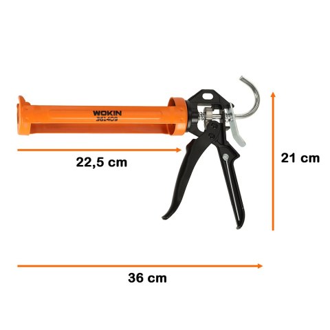 Pistolet wyciskacz do silikonu akrylu kleju kartuszy mas obrotowy korpus 360 255mm WOKIN Kik Sp. z o. o. Sp. k. Pistolet wyciskacz do silikonu akrylu kleju kartuszy mas obrotowy korpus 360 255mm WOKIN Kik Sp. z o. o. Sp. k.