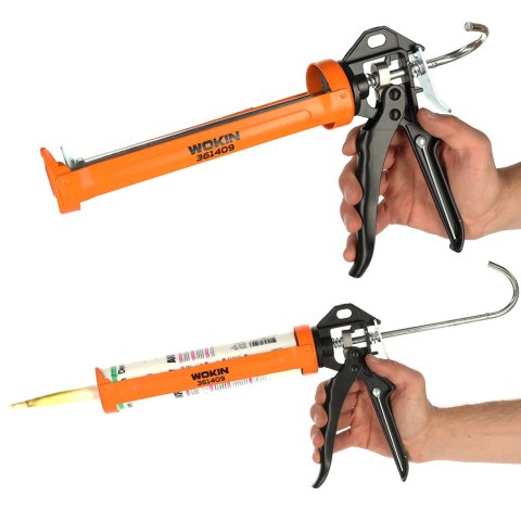 Pistolet wyciskacz do silikonu akrylu kleju kartuszy mas obrotowy korpus 360 255mm WOKIN Kik Sp. z o. o. Sp. k. Pistolet wyciskacz do silikonu akrylu kleju kartuszy mas obrotowy korpus 360 255mm WOKIN Kik Sp. z o. o. Sp. k.