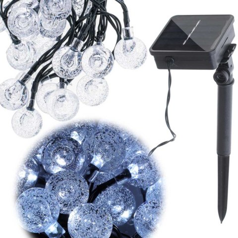 Lampki ogrodowe solarne kulki 7m 50LED zimny biały Kik Sp. z o. o. Sp. k.