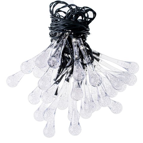 Kik Sp. z o. o. Sp. k. Lampki solarne ogrodowe łezki 6,5m 30LED zimny biały Kik Sp. z o. o. Sp. k. Lampki solarne ogrodowe łezki 6,5m 30LED zimny biały