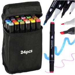 Markery dwustronne mazaki alkoholowe w etui 24 + podstawka Kik Sp. z o. o. Sp. k.