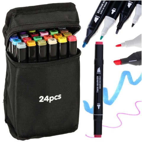 Markery dwustronne mazaki alkoholowe w etui 24 + podstawka Kik Sp. z o. o. Sp. k. Markery dwustronne mazaki alkoholowe w etui 24 + podstawka Kik Sp. z o. o. Sp. k.