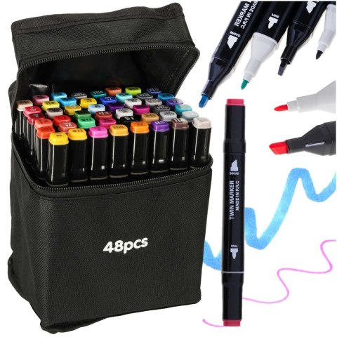 Markery dwustronne mazaki alkoholowe w etui 48 + podstawka Kik Sp. z o. o. Sp. k. Markery dwustronne mazaki alkoholowe w etui 48 + podstawka Kik Sp. z o. o. Sp. k.