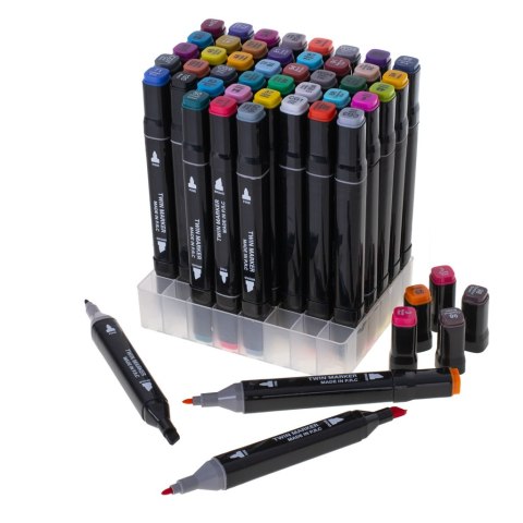 Markery dwustronne mazaki alkoholowe w etui 48 + podstawka Kik Sp. z o. o. Sp. k. Markery dwustronne mazaki alkoholowe w etui 48 + podstawka Kik Sp. z o. o. Sp. k.