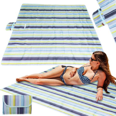 Mata plażowa wodoodporna koc piknikowy plażowy składany torba XXL 200x200cm niebieska Kik Sp. z o. o. Sp. k. Mata plażowa wodoodporna koc piknikowy plażowy składany torba XXL 200x200cm niebieska Kik Sp. z o. o. Sp. k.